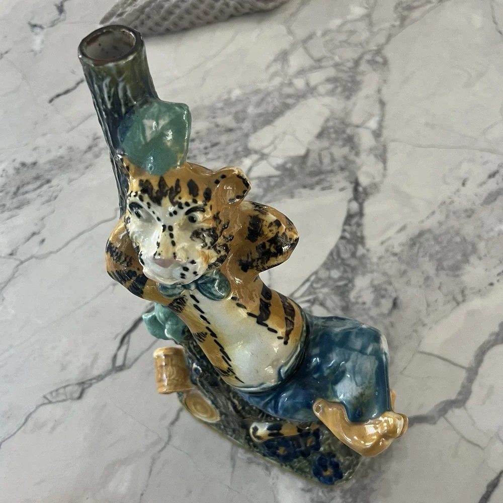 1960s Tiger Majolica Decanter Made In‎ Italy